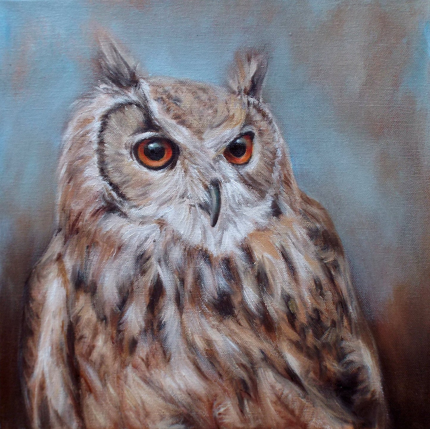 Eagle Owl Painting - Fine Art Greetings Card