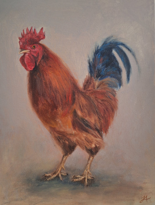 Rooster Study - Fine Art Giclée Mounted Print (Mount: 30 x 40cm)