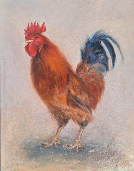 Rooster Study - Fine Art Greetings Card
